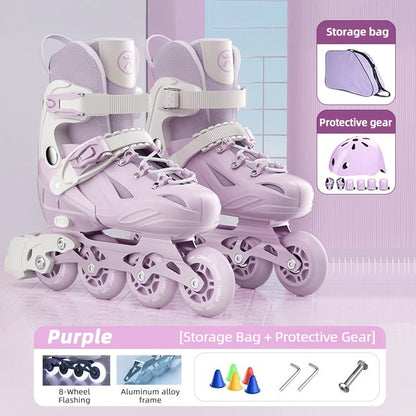 Adjustable Kids Inline Skate Light Up Wheels Beginner Roller Blades for Boy/ Girl