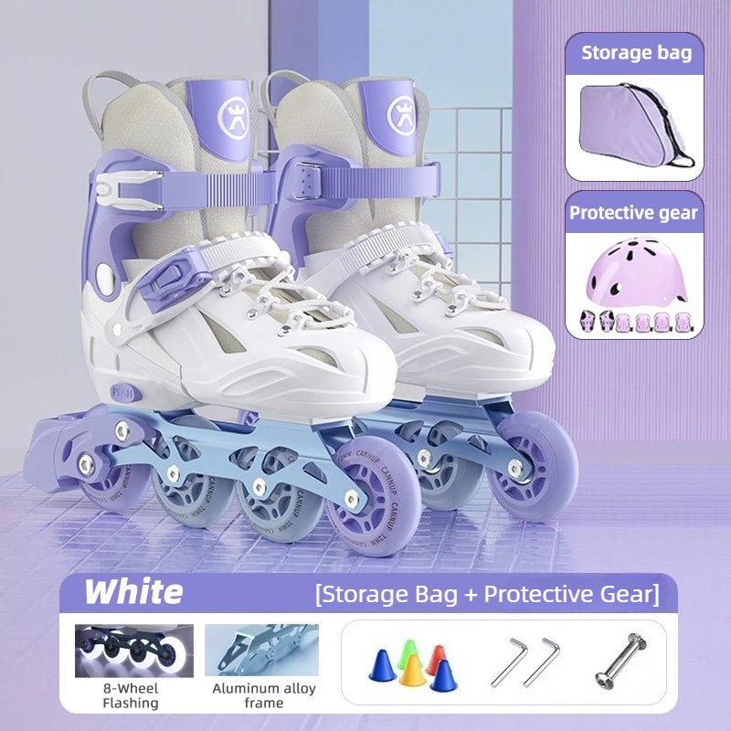 Adjustable Kids Inline Skate Light Up Wheels Beginner Roller Blades for Boy/ Girl