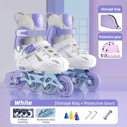 Adjustable Kids Inline Skate Light Up Wheels Beginner Roller Blades for Boy/ Girl