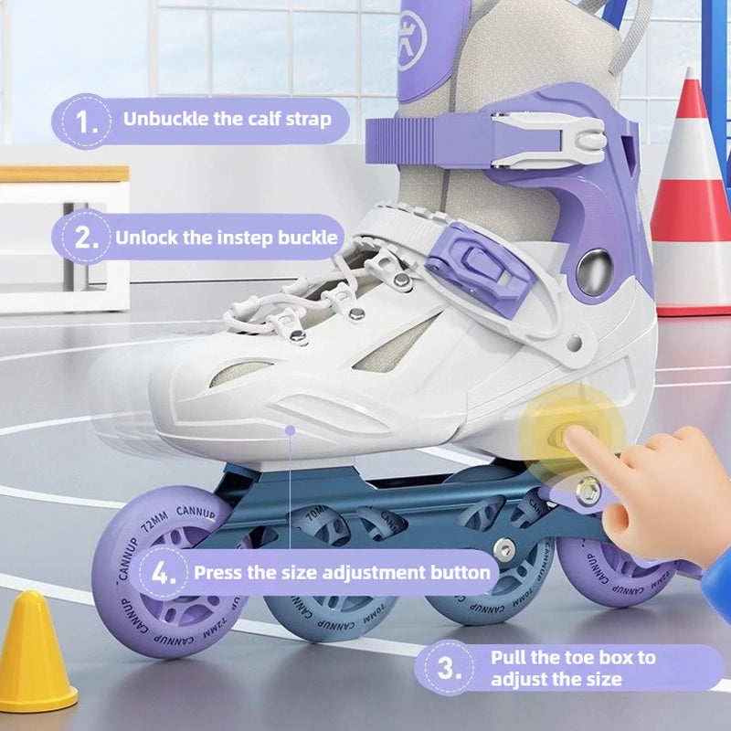 Adjustable Kids Inline Skate Light Up Wheels Beginner Roller Blades for Boy/ Girl