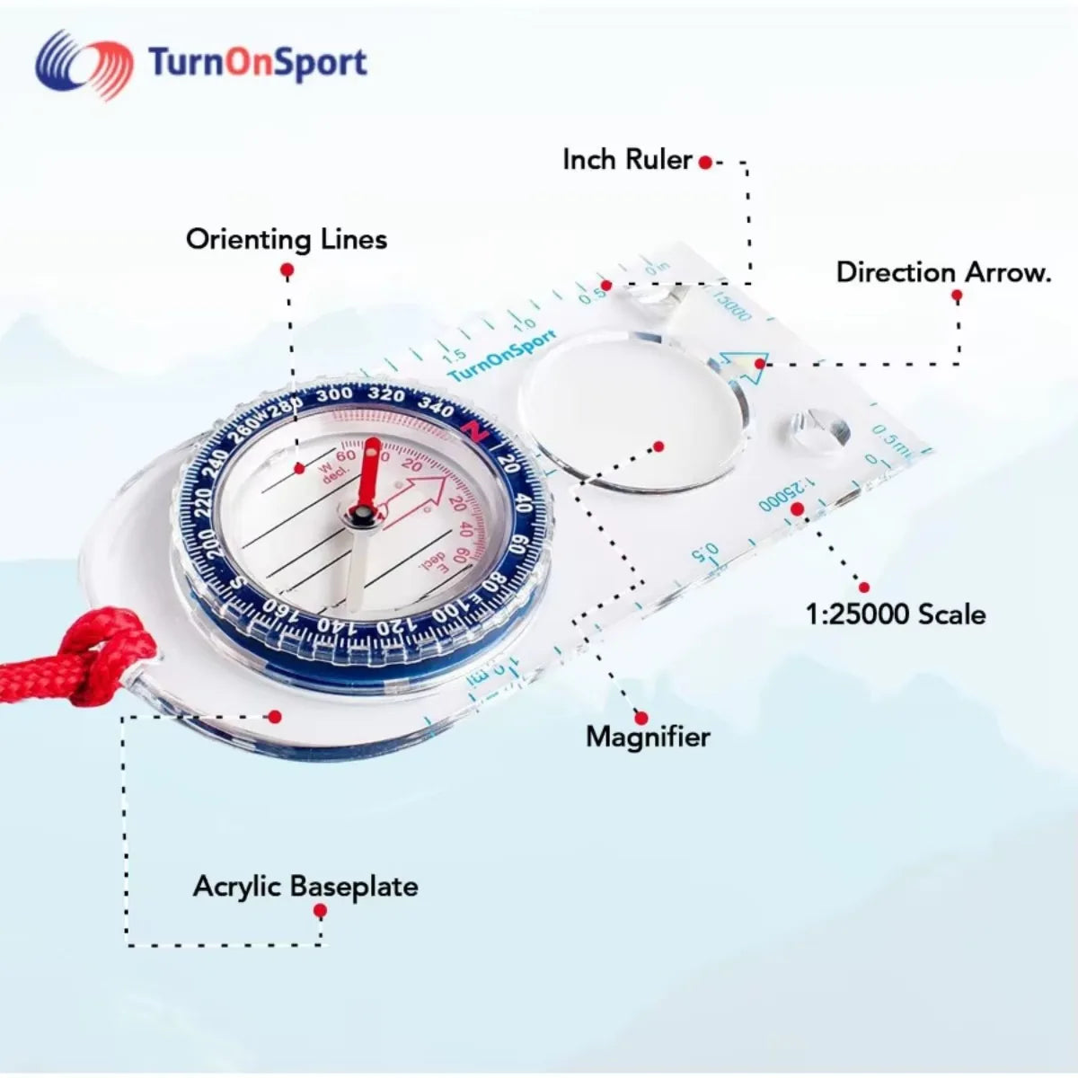 Professional Survival Compass with Baseplate,