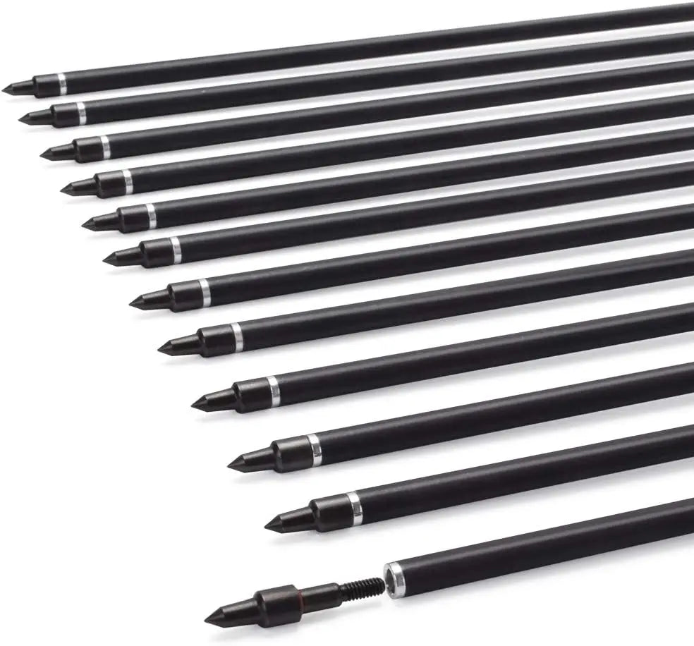 Elong 6/12PCS 26/28/30" Arrows for Compound Bows,Carbon Hunting Arrows for Archery Spine 500 with 100 Grain Screw Tips