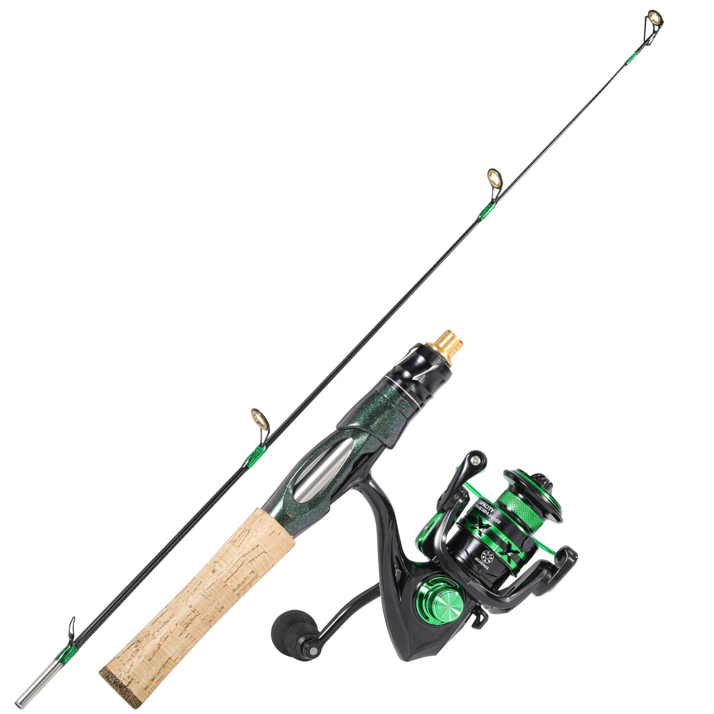 Ice Fishing Rod Reel Combo ,Carbon Fiber ICE Rod and 5.2:1 Speed Gear Ratio Spinning Reel