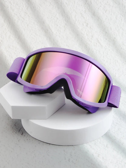 Large frame ski goggles with colored lenses