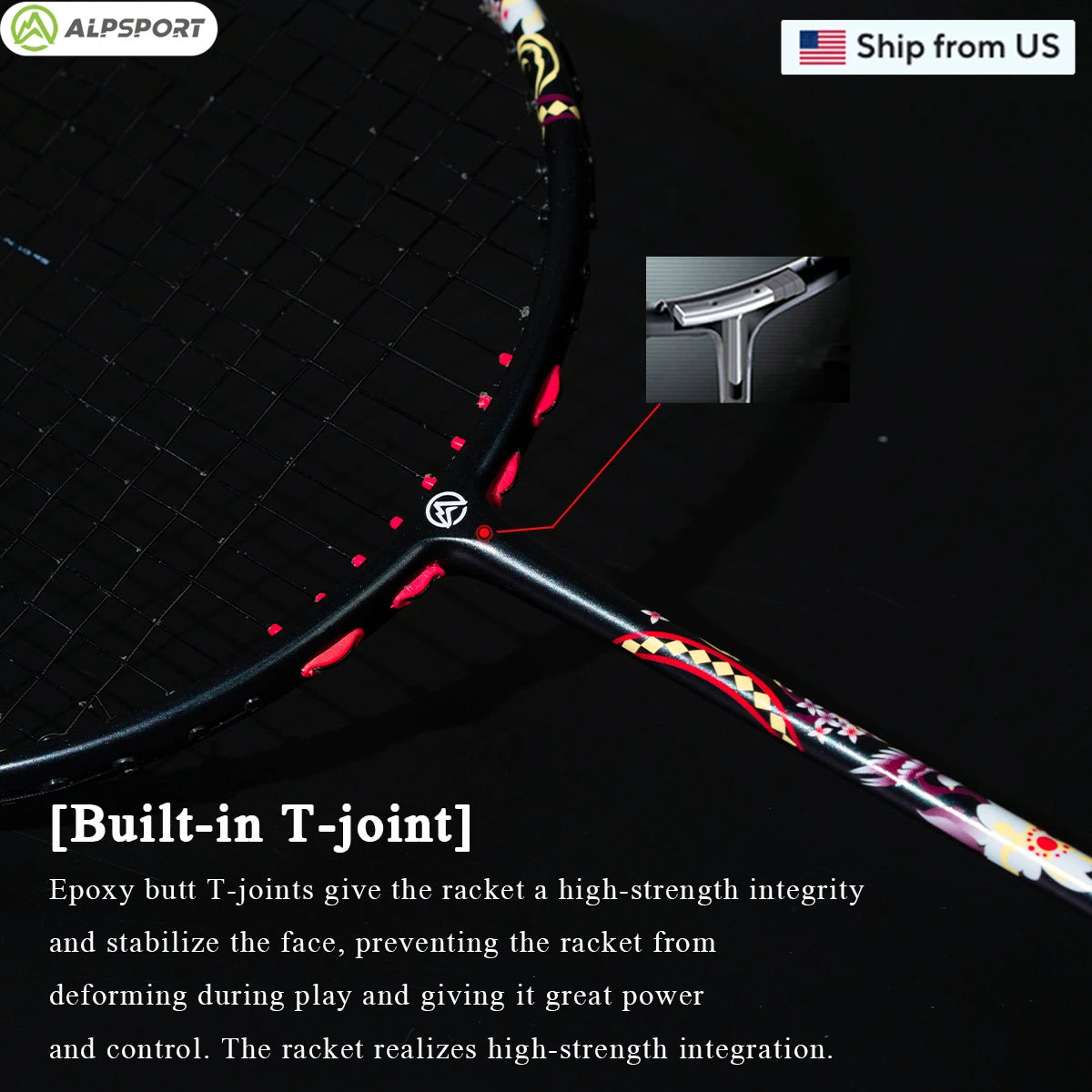 ALP HQ 6U Ultralight Offensive Professional Carbon Fiber Badminton Racket 35 Lbs Original Imported Racket Training ALPSPORT USA