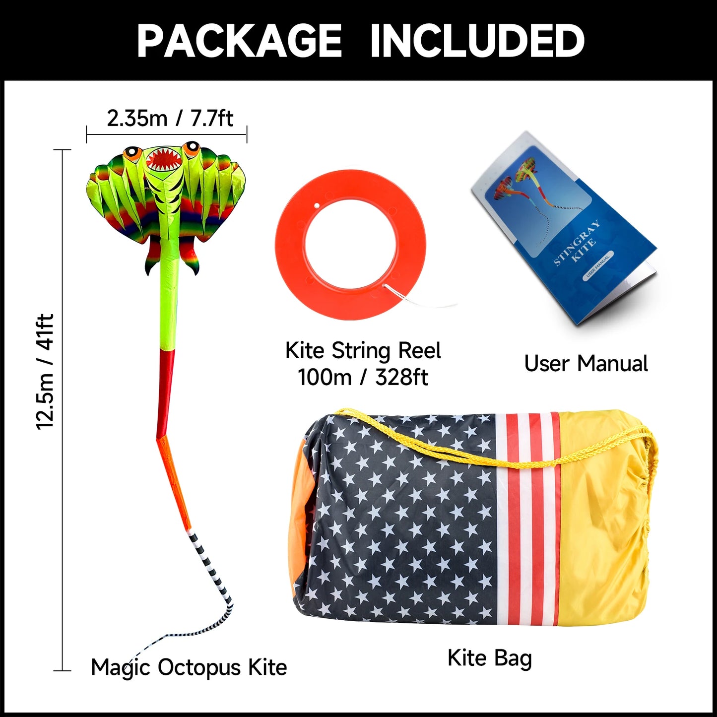 12.5M 3D 2-color Ray Soft Kite