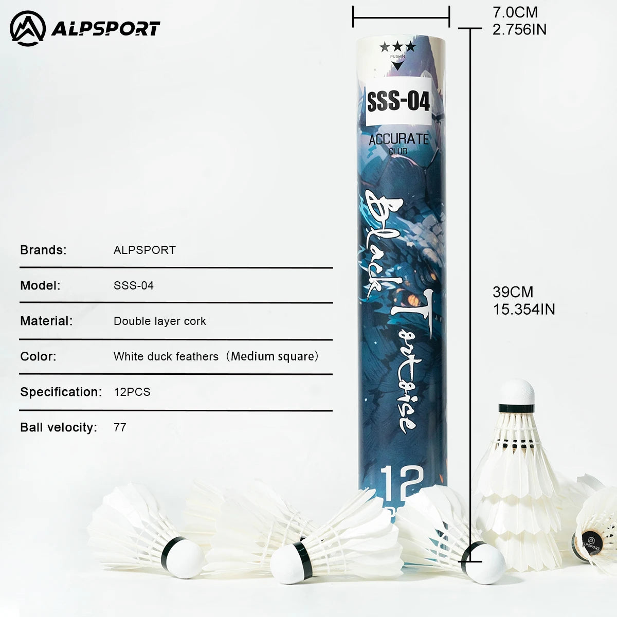 12PCS/1 tube White duck feather Badminton