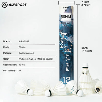 12PCS/1 tube White duck feather Badminton
