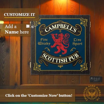 Personalized Dartboard and Cabinet Set with 6 Steel Tip Darts