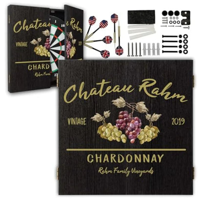 Personalized Dartboard and Cabinet Set with 6 Steel Tip Darts