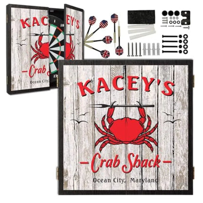 Personalized Dartboard and Cabinet Set with 6 Steel Tip Darts