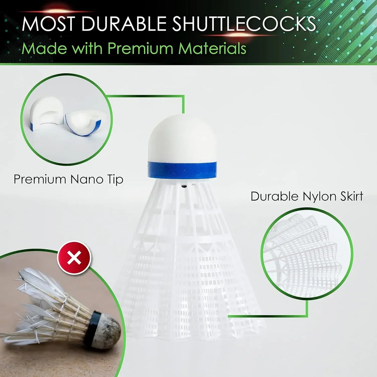 Glow in Dark Badminton Shuttlecocks