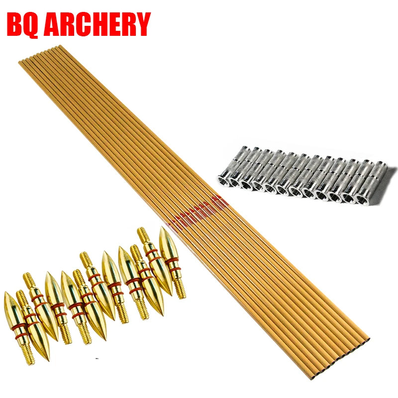 12 pcs Carbon Archery Arrows Shaft, 300, 400, 500, 600, 75gr Tips