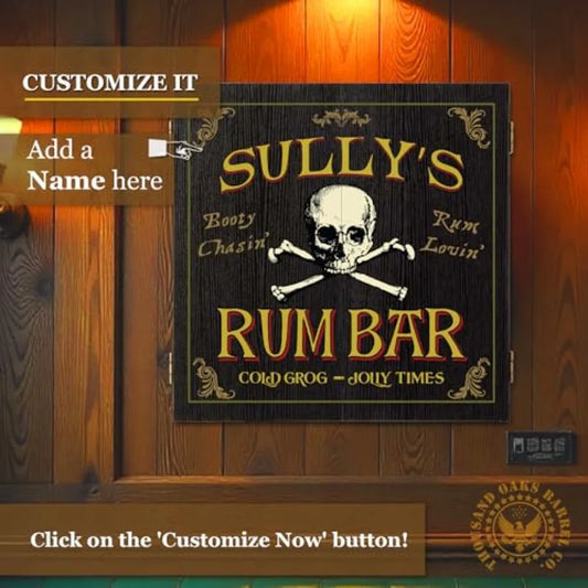 Personalized Dartboard and Cabinet Set with 6 Steel Tip Darts f