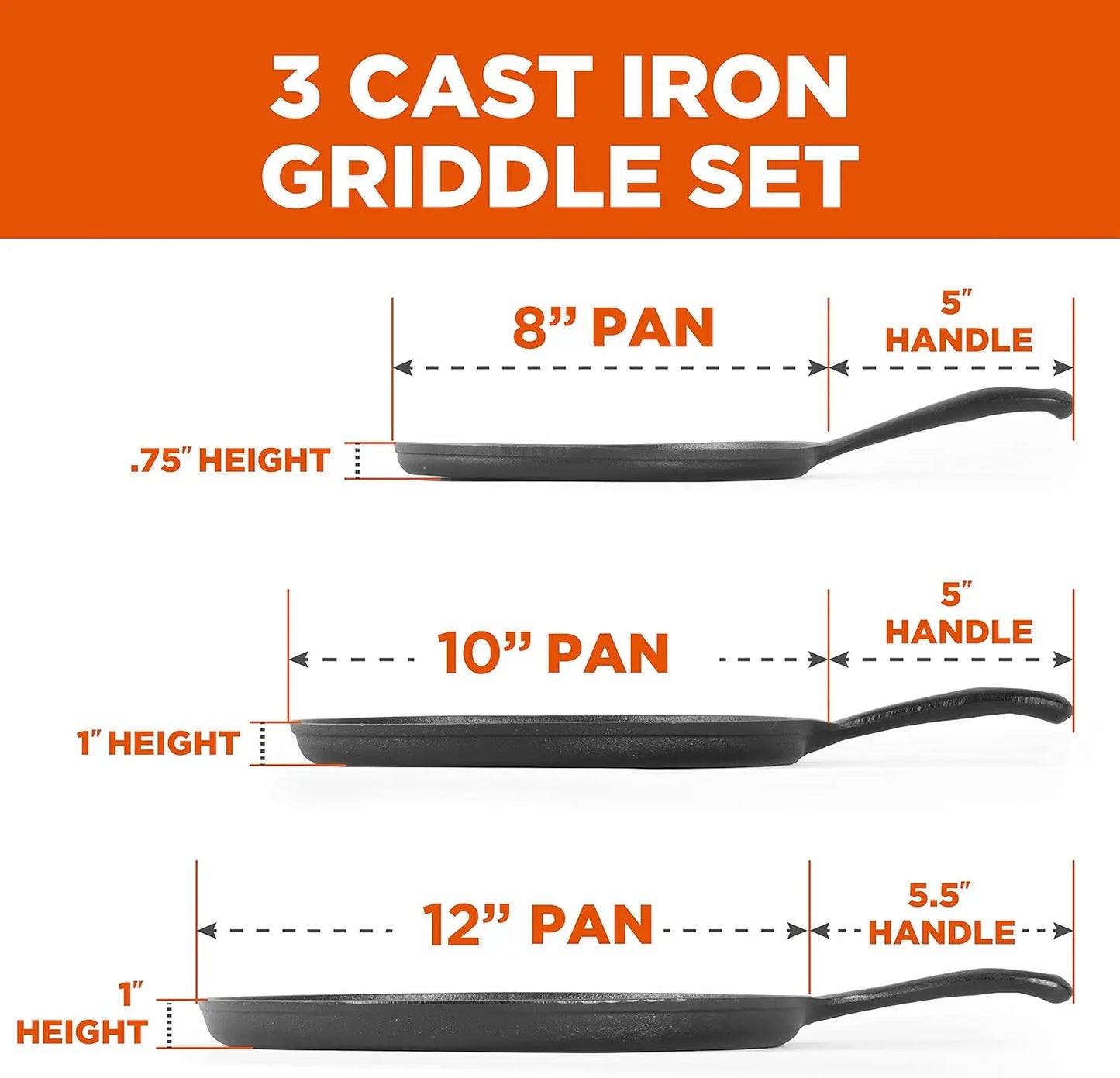 3-Piece Cast Iron Griddle Set