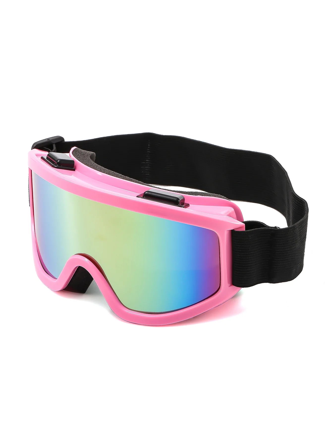 Large frame ski goggles with colored lenses