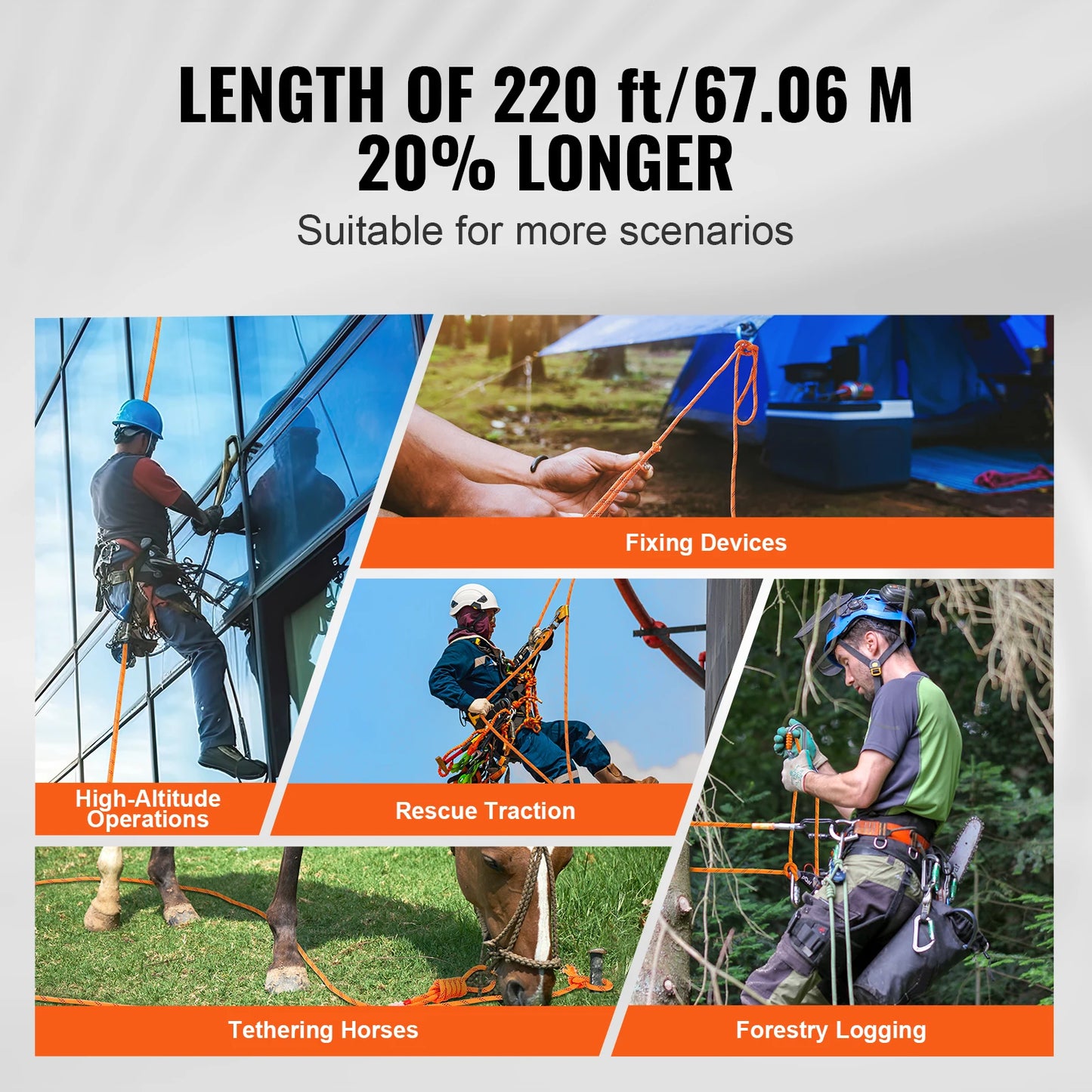 220ft Dual-Weave Polyester Rappelling Rope