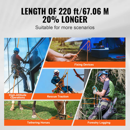220ft Dual-Weave Polyester Rappelling Rope