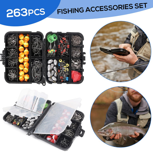 263pcs Fishing Accessories Set with Tackle Box