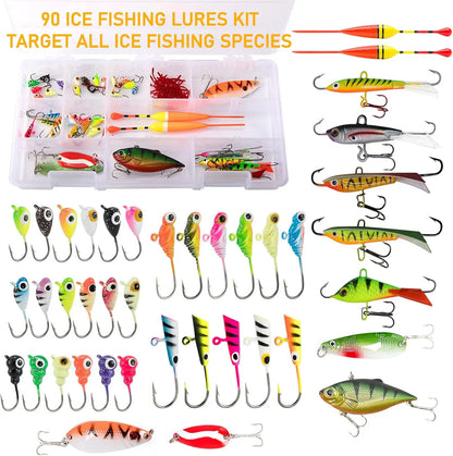Complete Ice Fishing Rod Reel Combo Kit with Backpack Seat and Lures