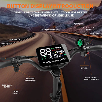 Arwibon 5600W Adult Electric Scooter Dual Motor Top Speed 46MPH,60V27AH, 11-inch Off-Road Tires Sport Folding eScooter with Seat