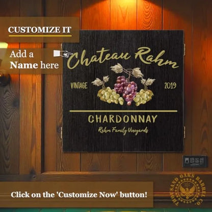 Personalized Dartboard and Cabinet Set with 6 Steel Tip Darts