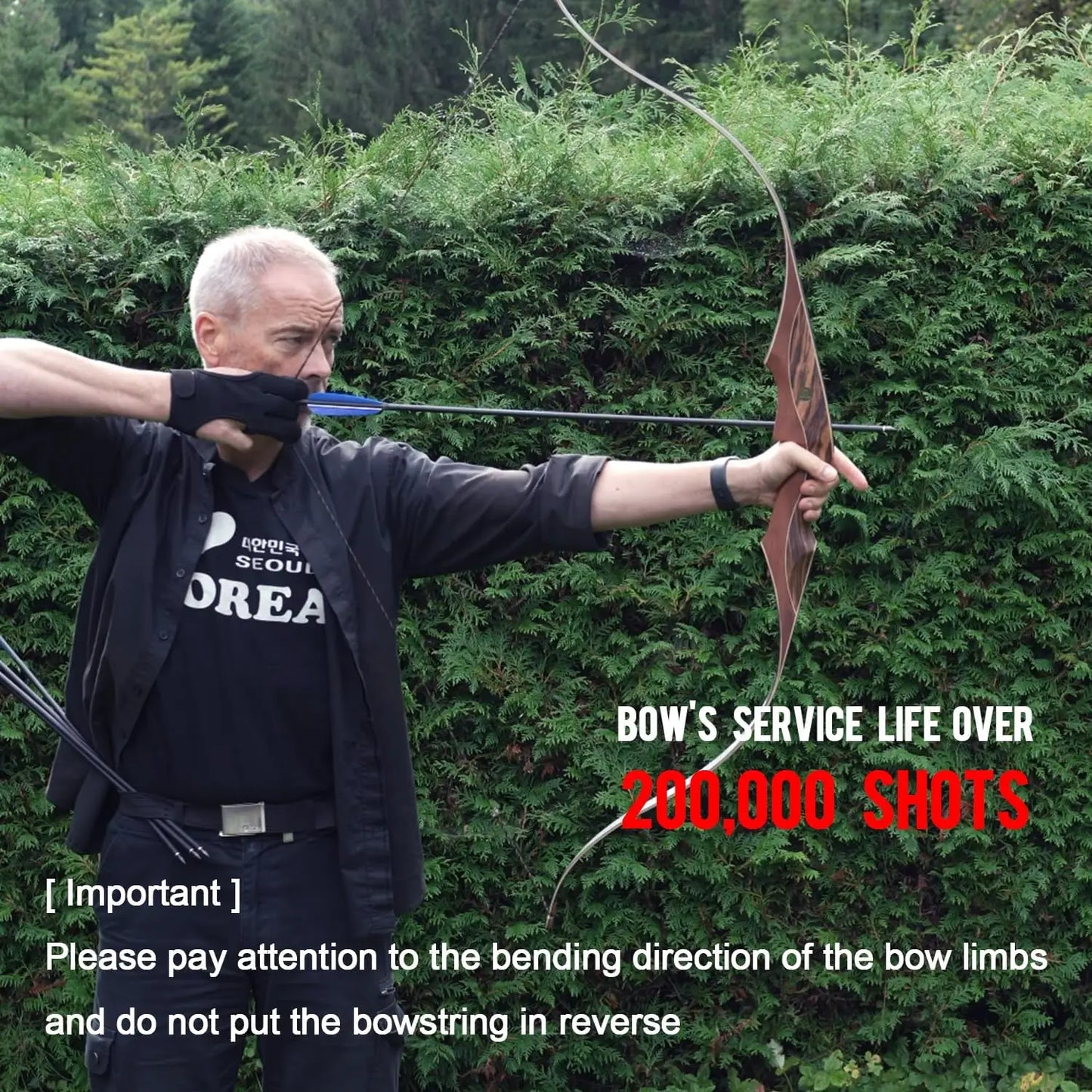 60" Traditional Wooden Hunting Longbow